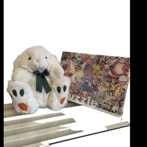 Easter Plush Bunny and  Easter Puzzle  Rare Snuggly Rabbit read details